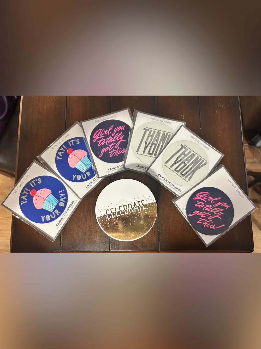 Bath & Body Works -6 Assorted Candle Lid Magnets